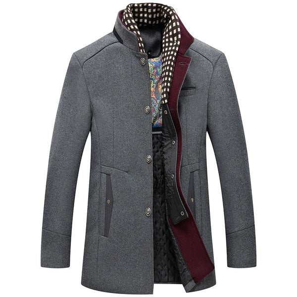 LUKE - WOOL WINDPROOF COAT WITH DETACHABLE COLLAR