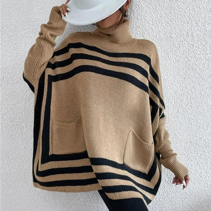 MONTSE - STRIPED TURTLENECK SWEATER