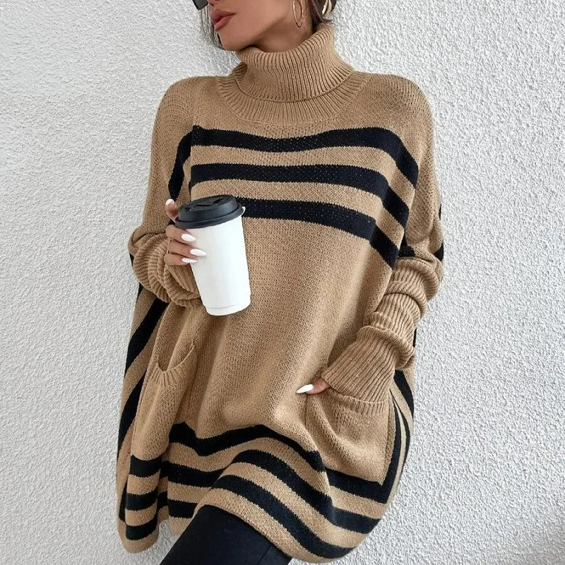 MONTSE - STRIPED TURTLENECK SWEATER