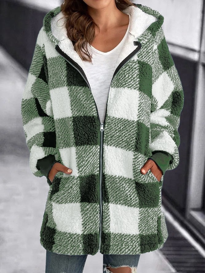 SUSANA - HOODED PLAID COAT