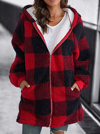 SUSANA - HOODED PLAID COAT