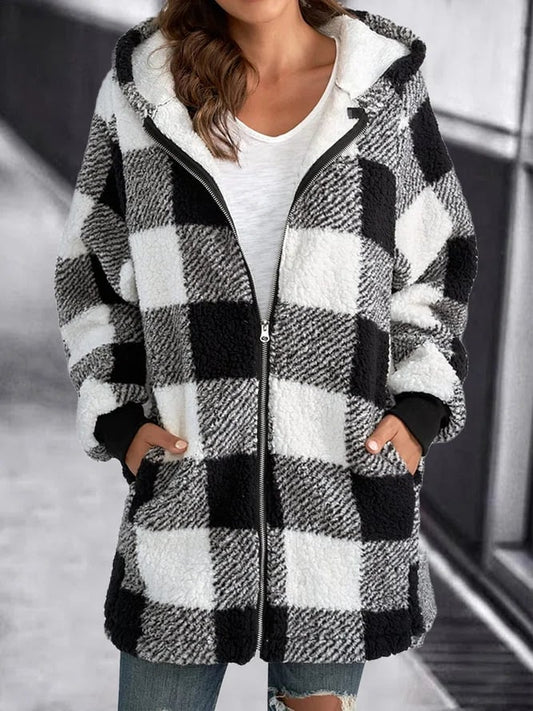 SUSANA - HOODED PLAID COAT