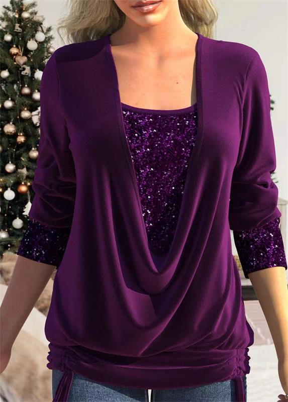 CRISTINA - DRAPED BLOUSE WITH GLITTER