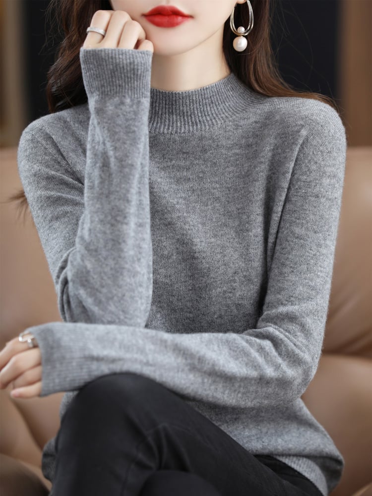 RAQUEL -  KNITTED SWEATER WITH HIGH COLLAR