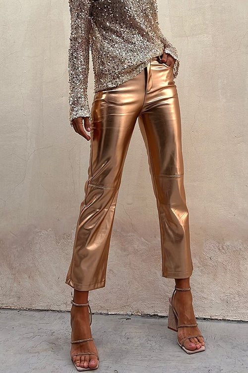 ANGELA -  METALLIC TOP AND PANTS SET