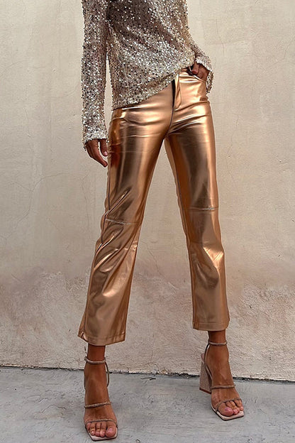 ANGELA -  METALLIC TOP AND PANTS SET