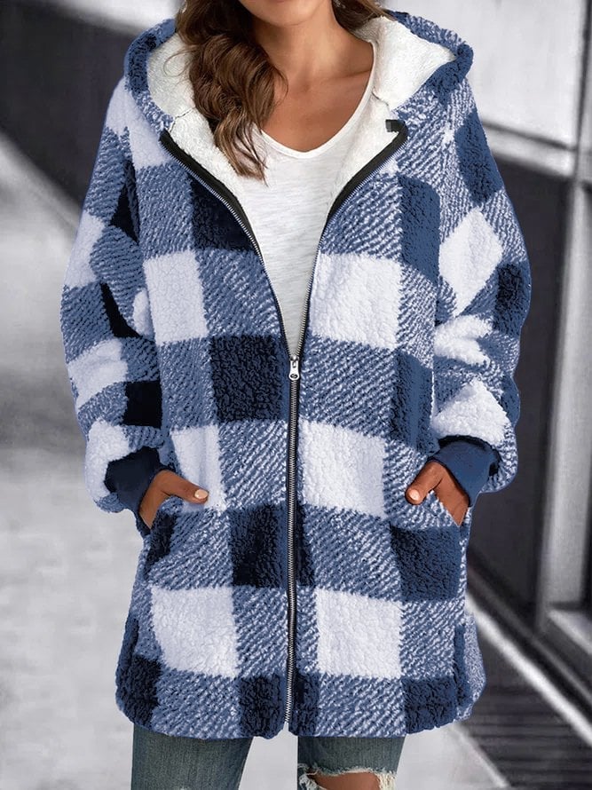 SUSANA - HOODED PLAID COAT