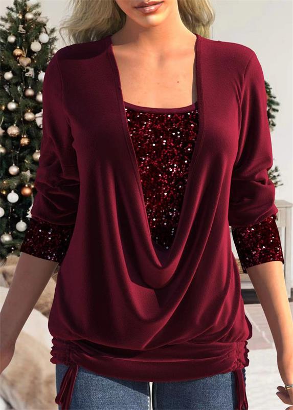 CRISTINA - DRAPED BLOUSE WITH GLITTER