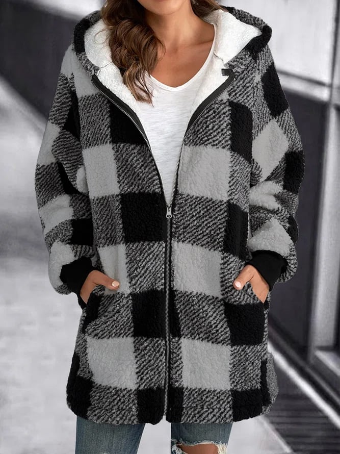 SUSANA - HOODED PLAID COAT