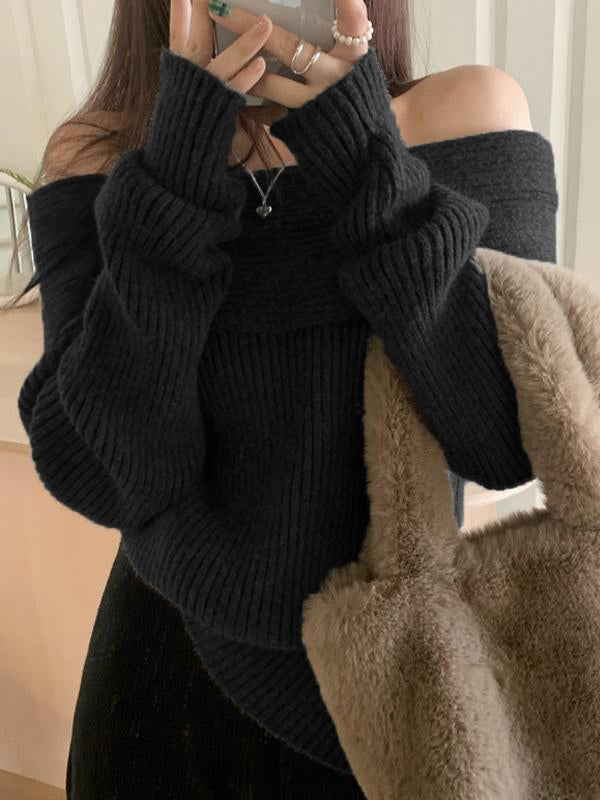 OLIVIA - OFF-SHOULDER KNIT SWEATER