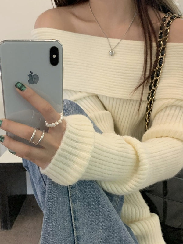 OLIVIA - OFF-SHOULDER KNIT SWEATER