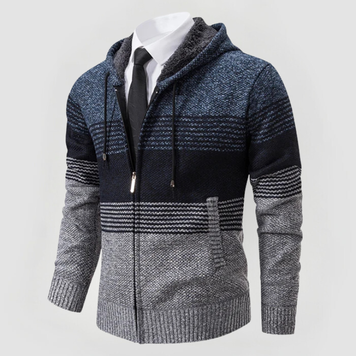 ALFIE - HOODIE KNITTED WITH ELEGANT STRIPES