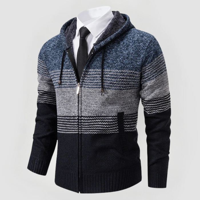 ALFIE - HOODIE KNITTED WITH ELEGANT STRIPES