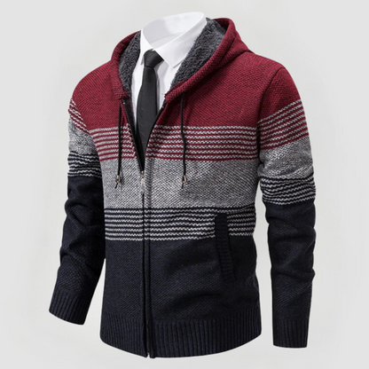 ALFIE - HOODIE KNITTED WITH ELEGANT STRIPES