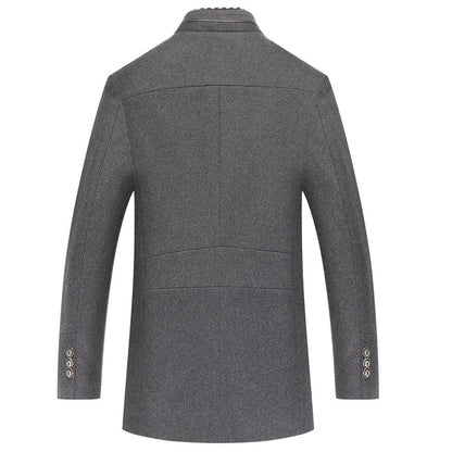 LUKE - WOOL WINDPROOF COAT WITH DETACHABLE COLLAR