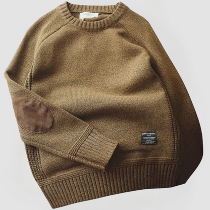 OWEN - KNITTED SWEATER WITH ELBOW PATCHES