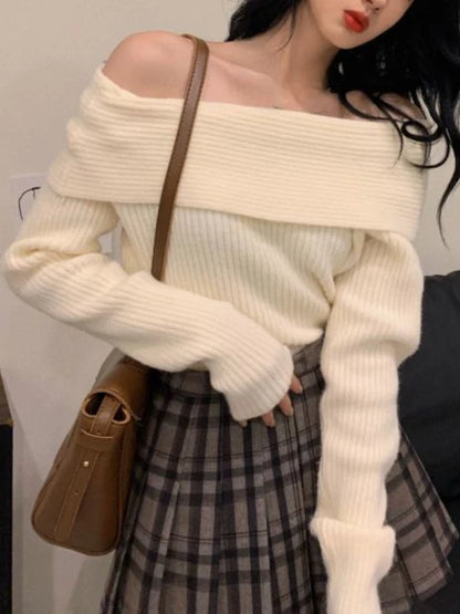 OLIVIA - OFF-SHOULDER KNIT SWEATER