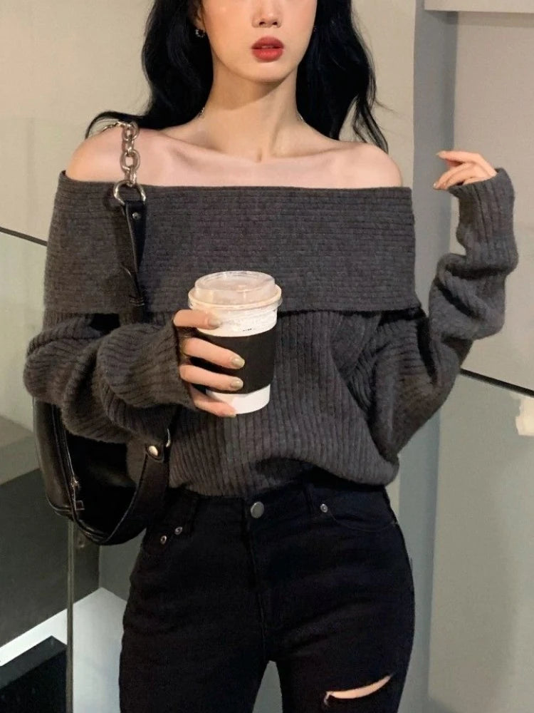 OLIVIA - OFF-SHOULDER KNIT SWEATER