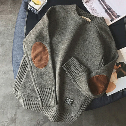 OWEN - KNITTED SWEATER WITH ELBOW PATCHES