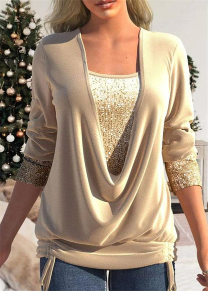 CRISTINA - DRAPED BLOUSE WITH GLITTER