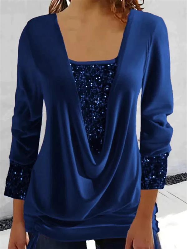 CRISTINA - DRAPED BLOUSE WITH GLITTER