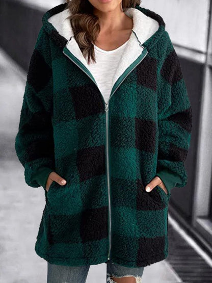 SUSANA - HOODED PLAID COAT