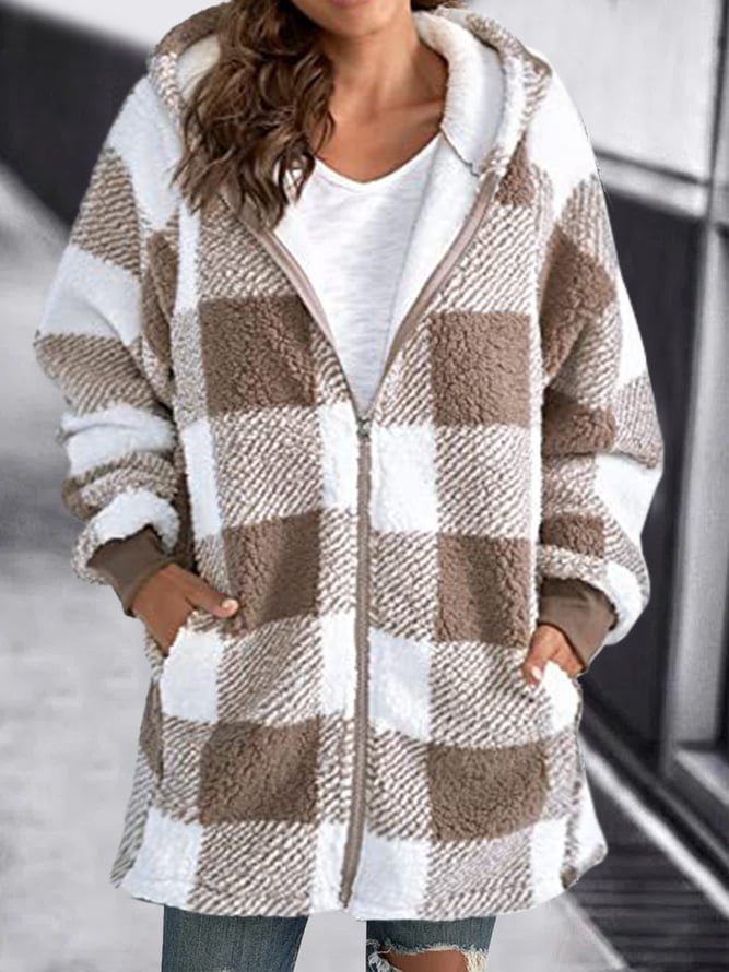 SUSANA - HOODED PLAID COAT