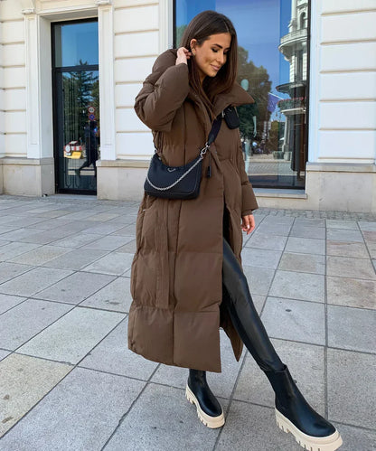 BROOKE - LONGLINE BELTED PUFFER COAT