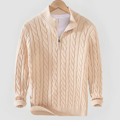 LIAM - HALF-ZIP CABLE KNIT SWEATER