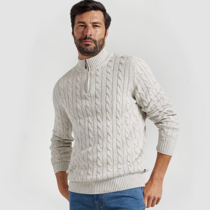 LIAM - HALF-ZIP CABLE KNIT SWEATER