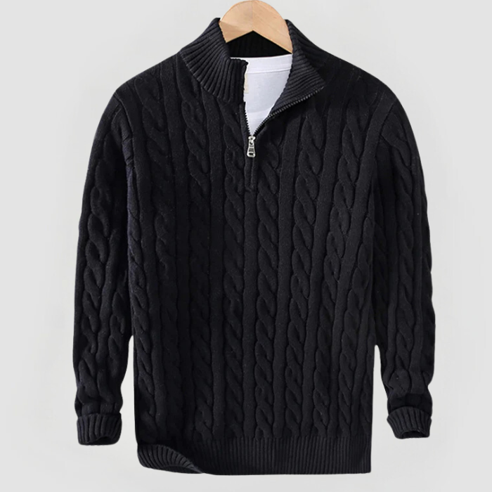 LIAM - HALF-ZIP CABLE KNIT SWEATER