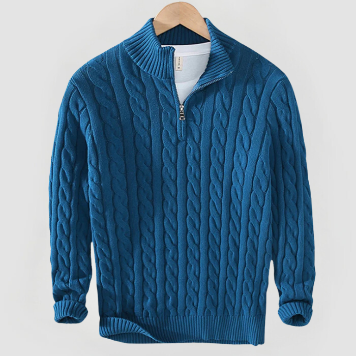 LIAM - HALF-ZIP CABLE KNIT SWEATER