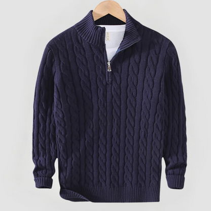 LIAM - HALF-ZIP CABLE KNIT SWEATER