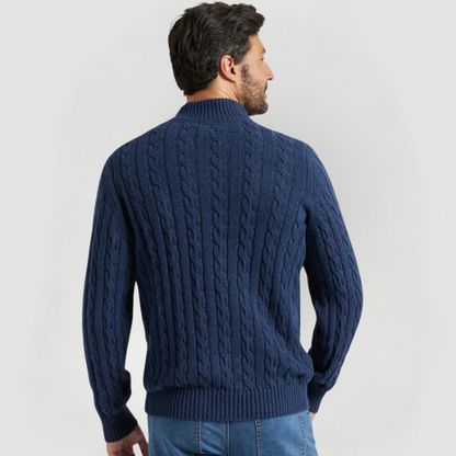 LIAM - HALF-ZIP CABLE KNIT SWEATER