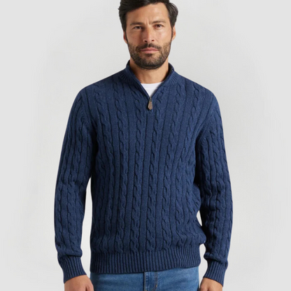 LIAM - HALF-ZIP CABLE KNIT SWEATER