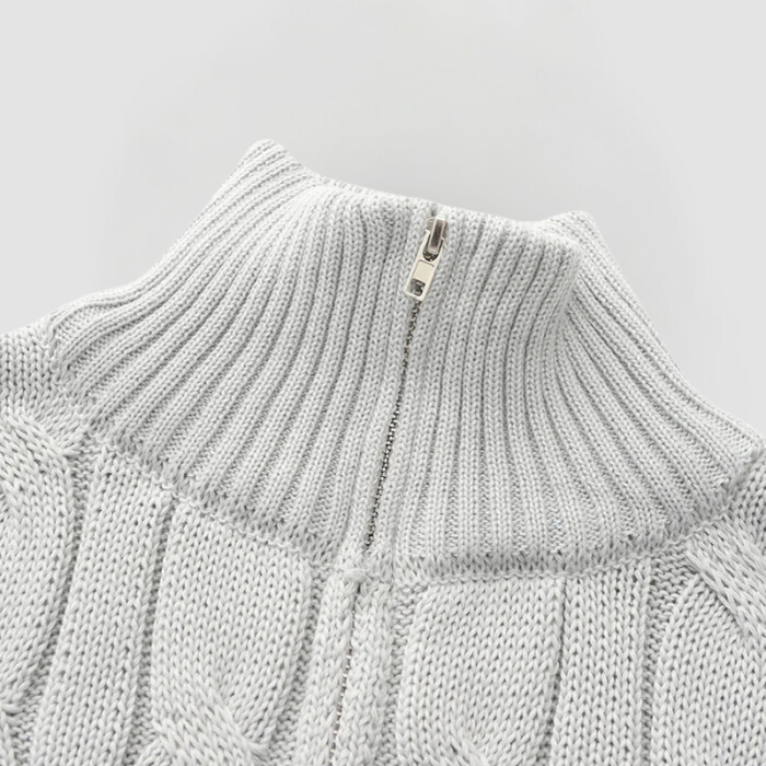 LIAM - HALF-ZIP CABLE KNIT SWEATER